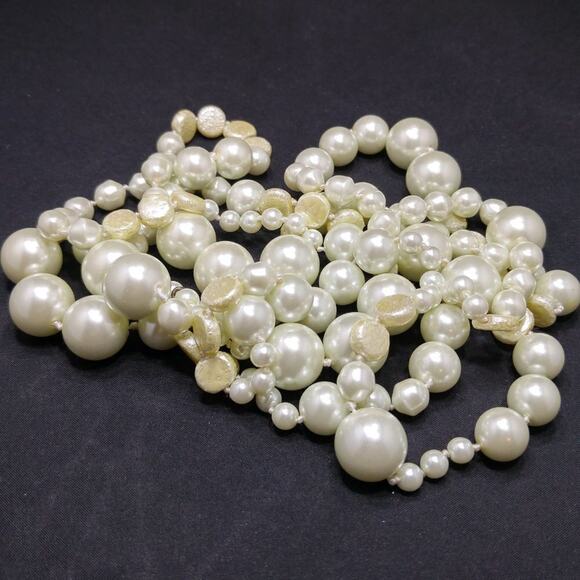 Chico's Faux Pearl Necklace, Hand-knotted, Glass Pearls, 60 Inches, No Clasp - Picture 4 of 9